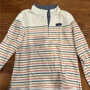 L.L. Bean Cream Striped Button Down Shirt